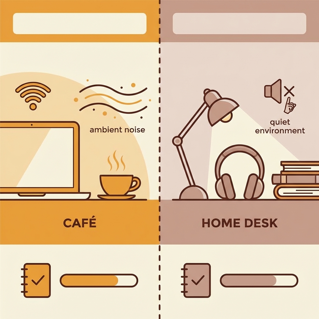 Porównanie środowisk nauki: kawiarnia vs dom
